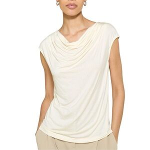 Rosemunde cowl neck draped sleeveless cream blouse size L like new condition